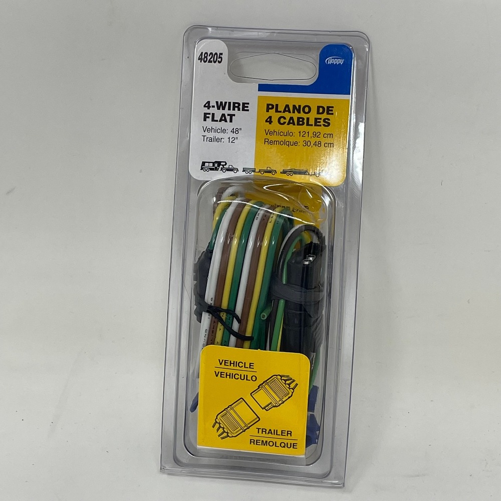 Hoppy 48205 4-Wire Flat Trailer Wiring Kit Vehicle 48" Trailer 12" Weatherproof‎